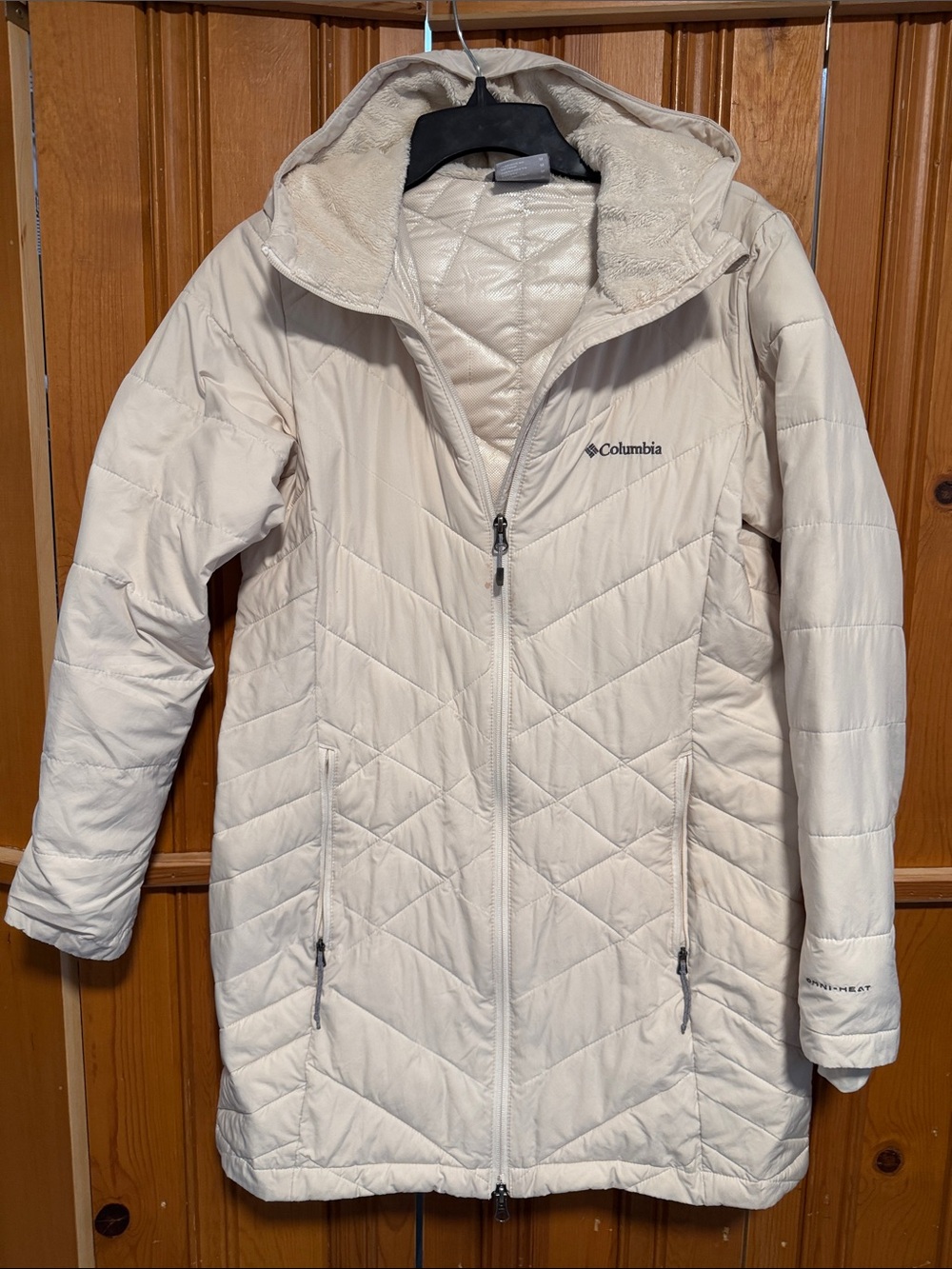 Columbia Women's Cream Quilted Insulated Hooded Coat